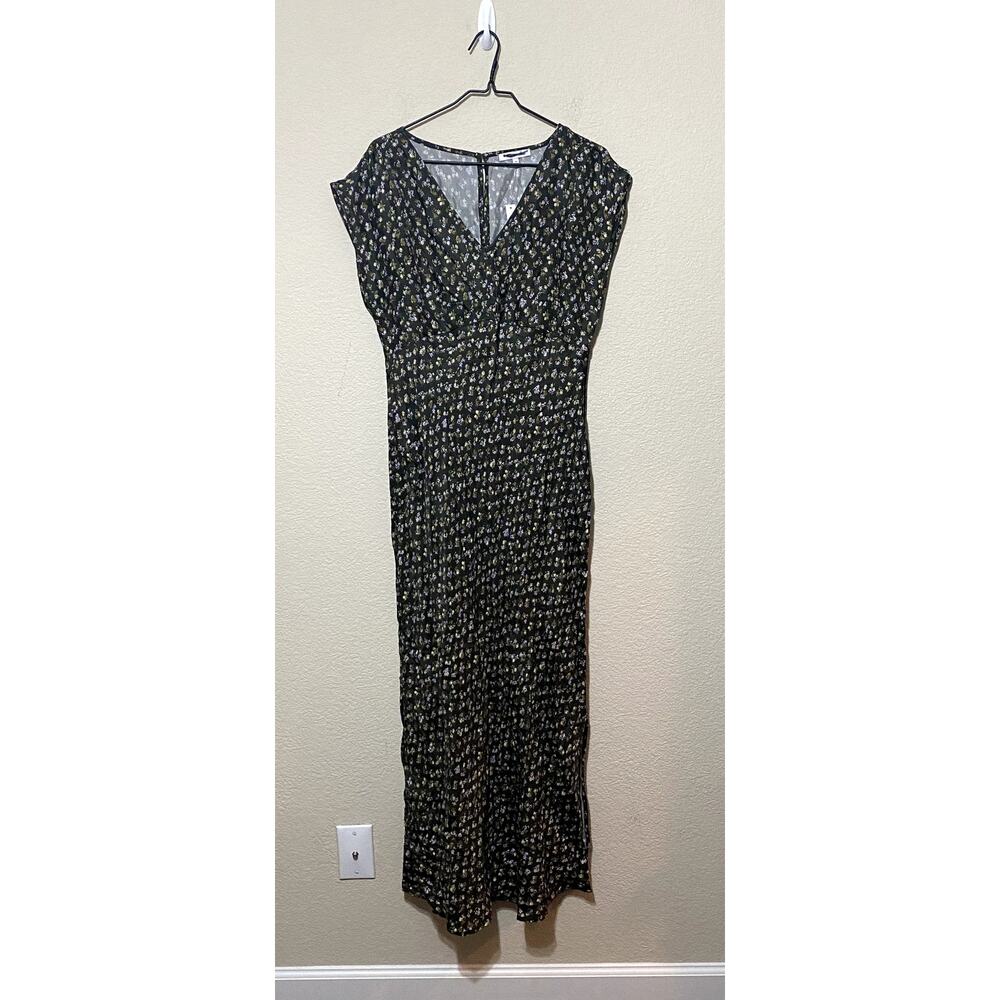 Madewell Dress Size 10 Green Midi Wide V-Neck Romantic Floral NO116 NWT FLAW - Picture 4 of 11